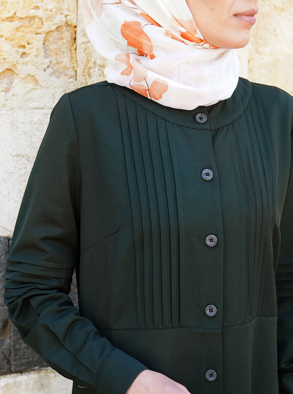 Midweight Pleated Shirtdress